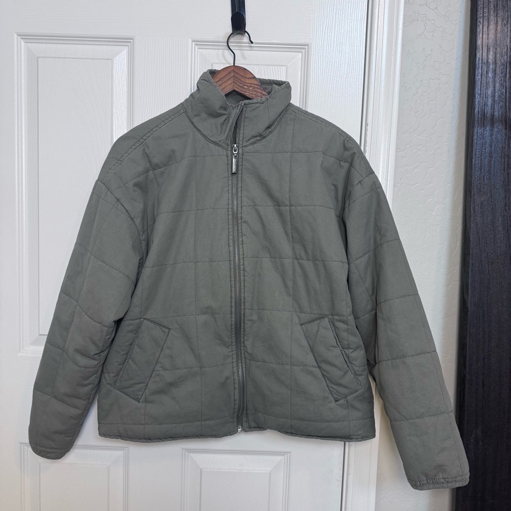 Jou Jou Army Green Zip Up Winter Jacket Woman’s Sz Medium
